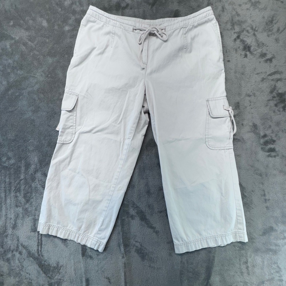 J. Jill Cargo Capri Pants Drawstring Casual Beige Petite Size 10
